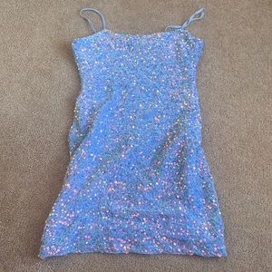 mini blue strap dress sequin (medium)
